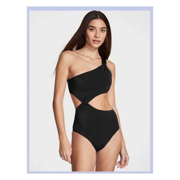 NWT Victoria's Secret Swim XL Black Twist Cheeky Monokini One-Piece Swimsuit - Picture 1 of 7